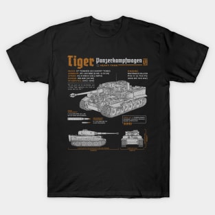 Tiger Tank Panzer World War 2 Blueprint T-Shirt